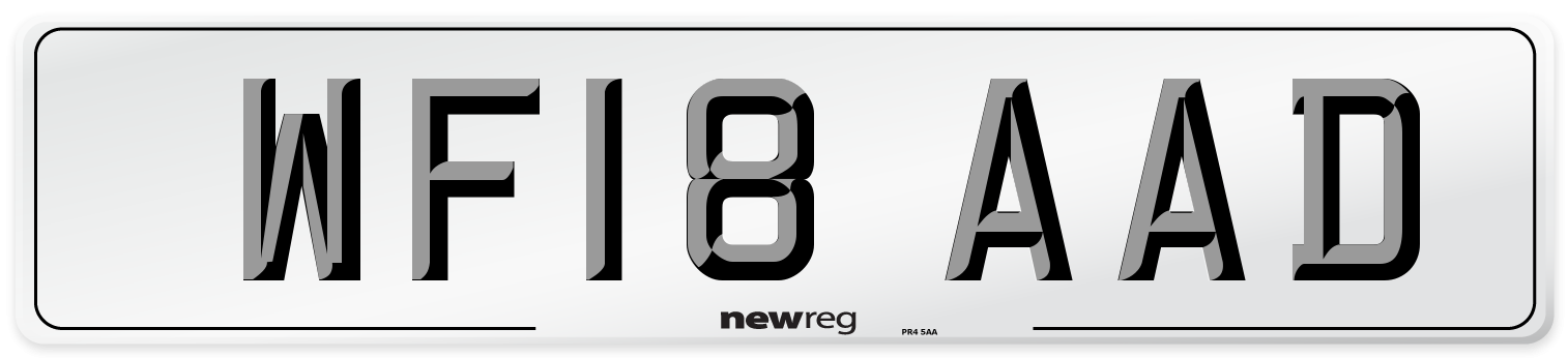 WF18 AAD Number Plate from New Reg